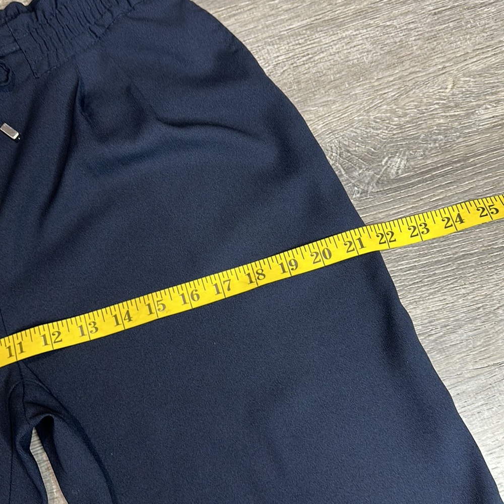 Zara Basic Paper-Bag Pull On Cropped Pants Navy B… - image 7